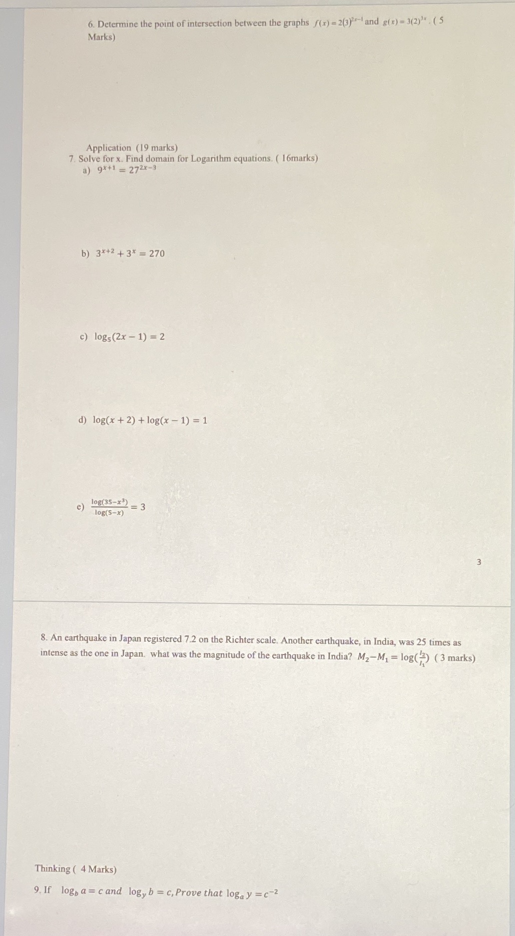 6. Determine the point of intersection between