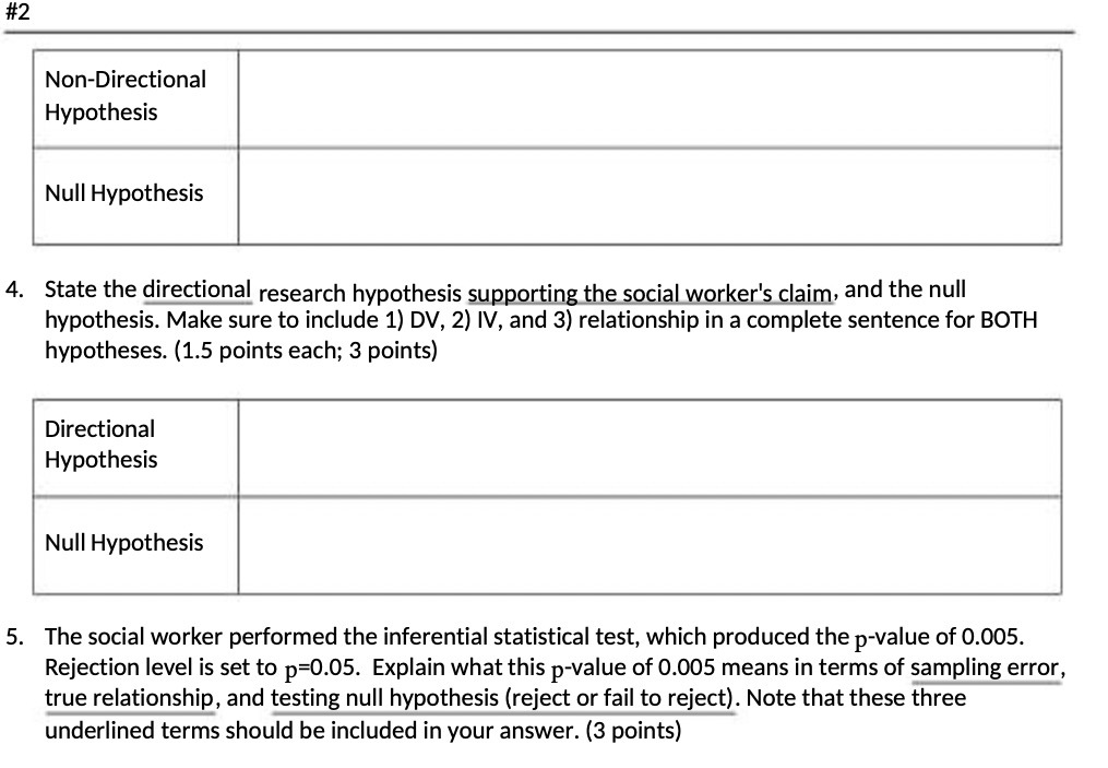 #2 Non-Directional Hypothesis Null Hypothesis 4.