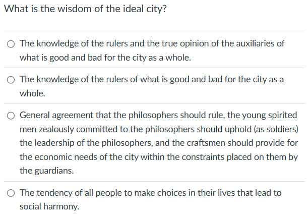 ? What is the wisdom of the ideal city? (O The