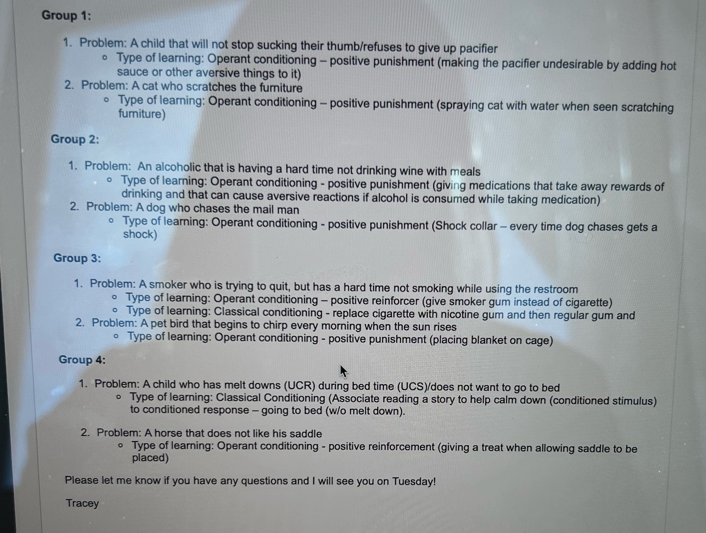 Group 1: 1. Problem: A child that will not stop