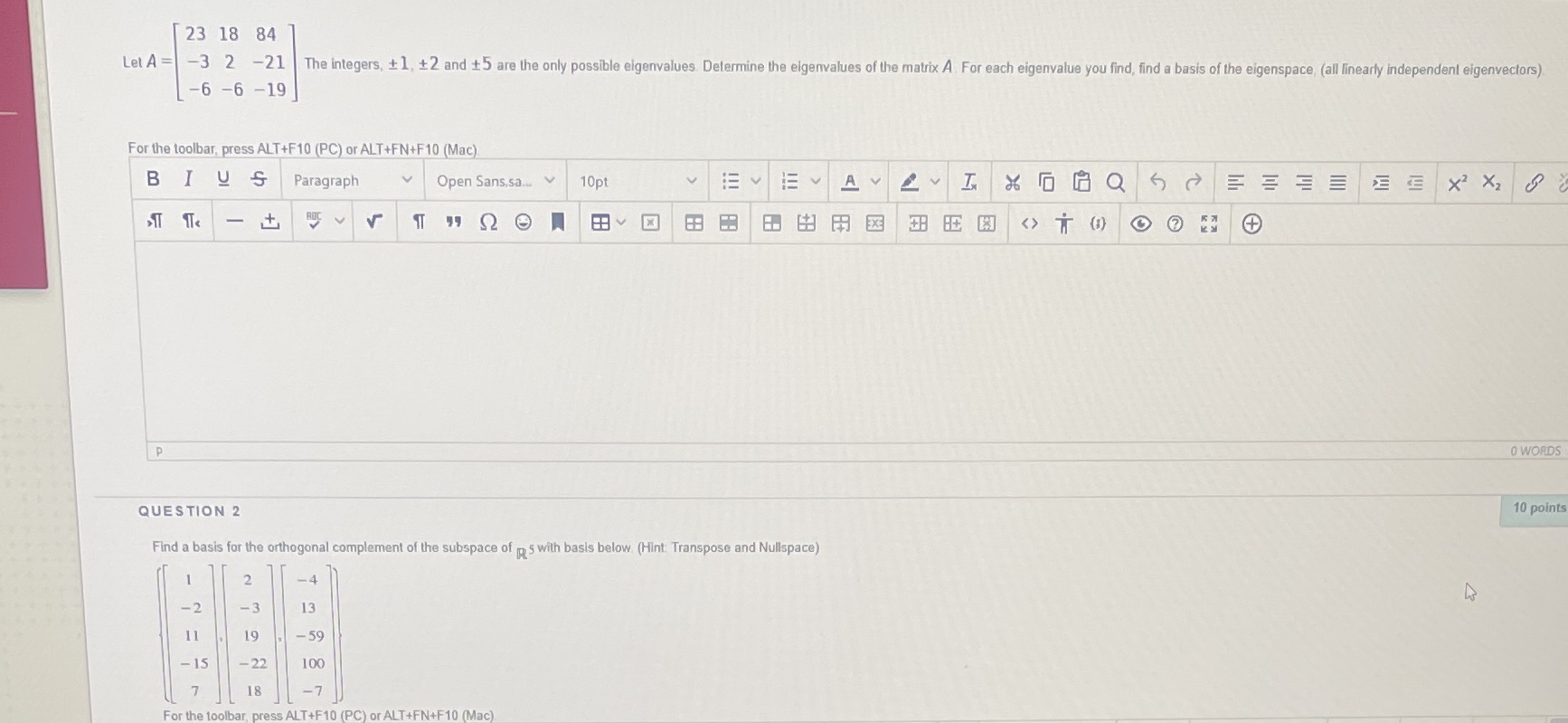 Homework 7This is linear algebra questionS please