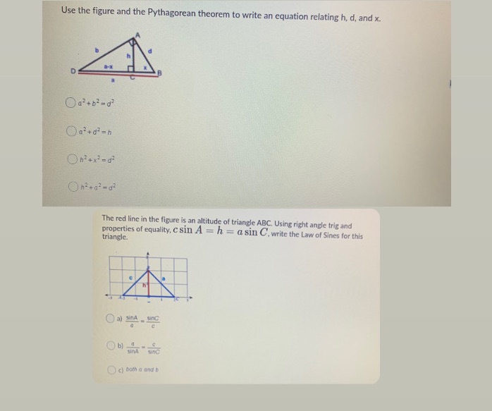 Use the figure and the Pythagorean theorem to