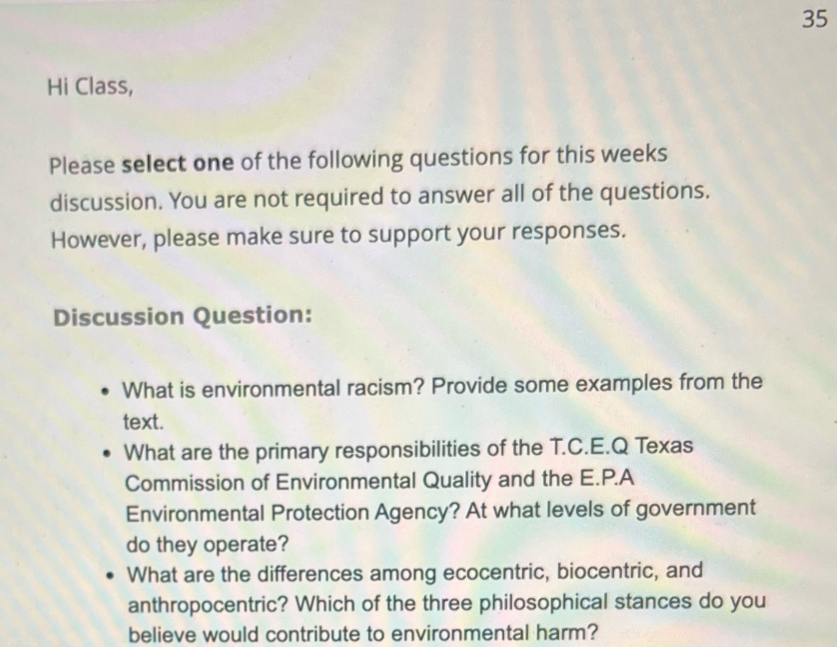 only answer bullet point 3, not all are necessary