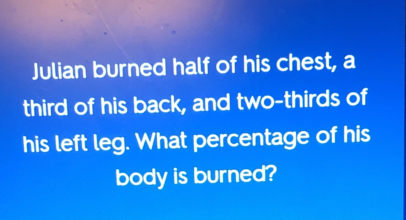 Julian burned half of his chest, 3 third of his