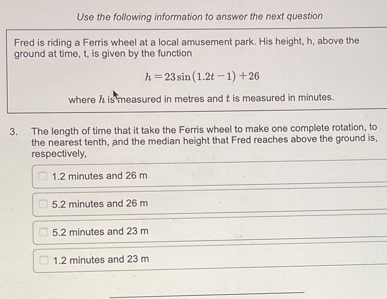 Use the following information to answer the next