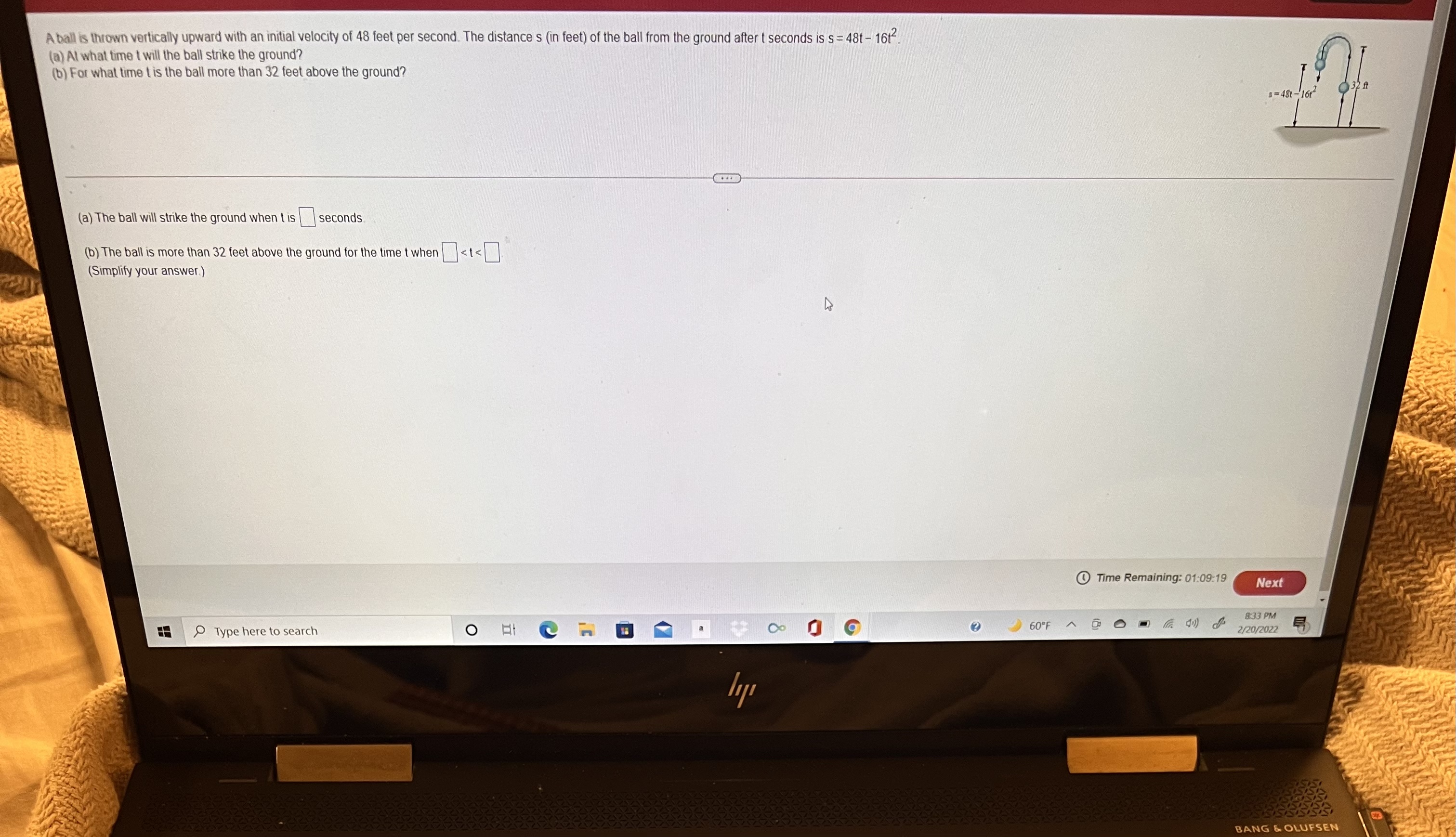 A ball is thrown vertically upward with an