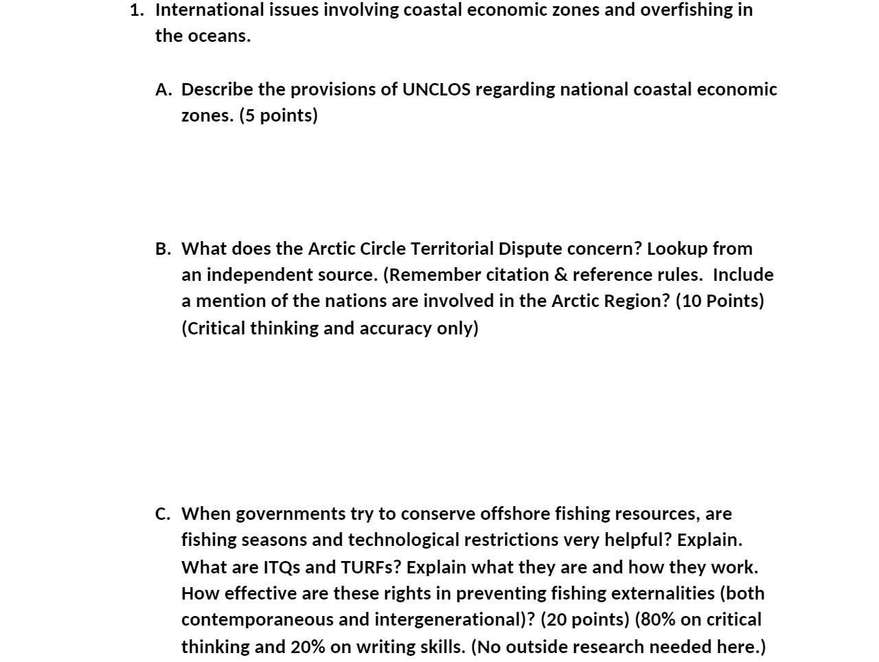 1. International issues involving coastal