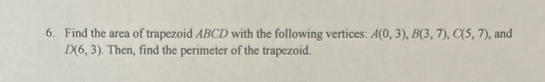 6. Find the area of trapezoid ABCD with the