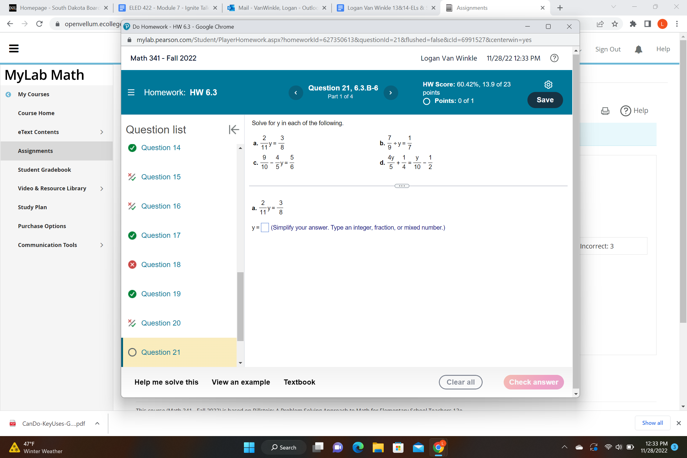 D2L Homepage - South Dakota Board X E ELED 422 -
