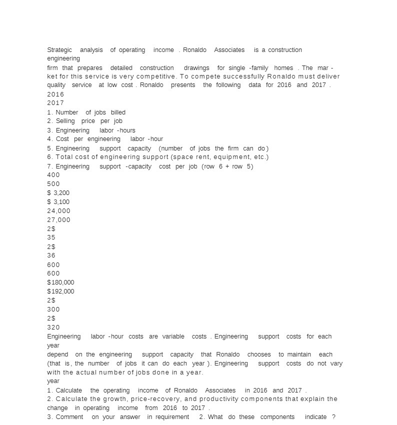Strategic analysis of operating income . Ronaldo