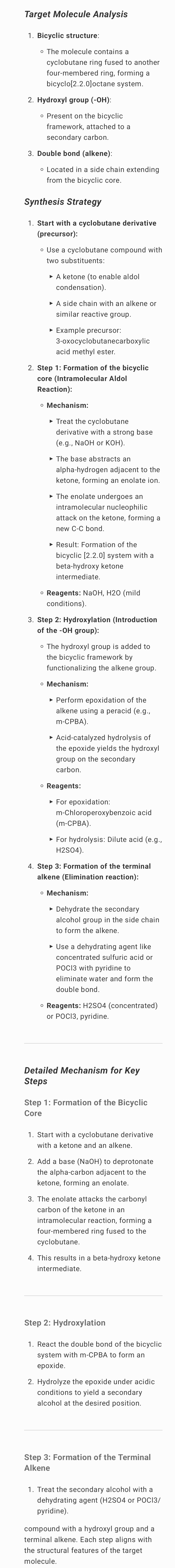 \fTarget Molecule Analysis 1. Bicyclic structure: