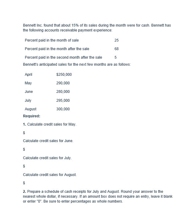 Bennett Inc. found that about 15% of its sales