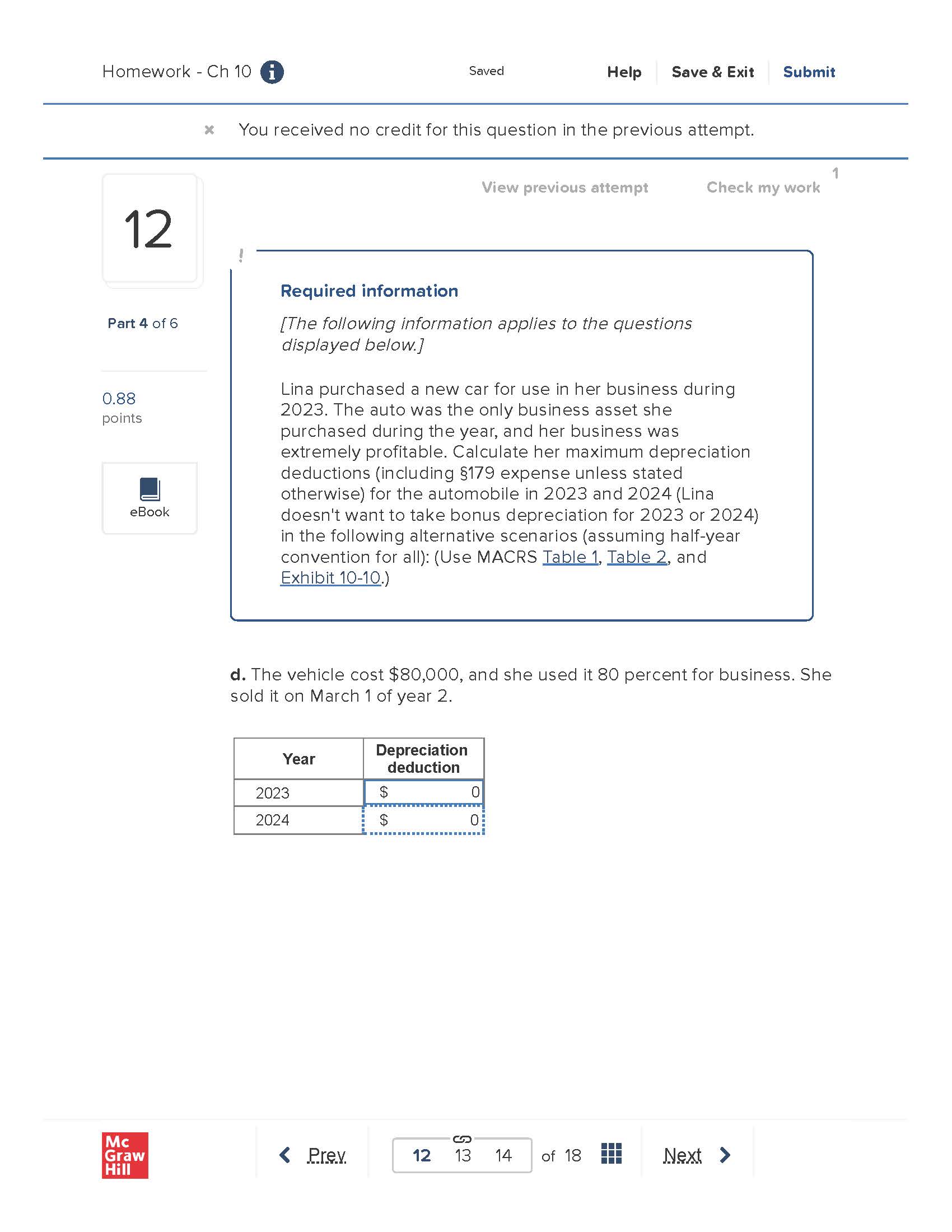 Homework - Ch 10 0 Saved Help Save 8. Exit Submit