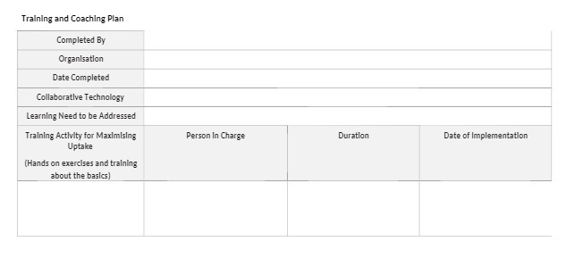 Training and Coaching Plan Completed By