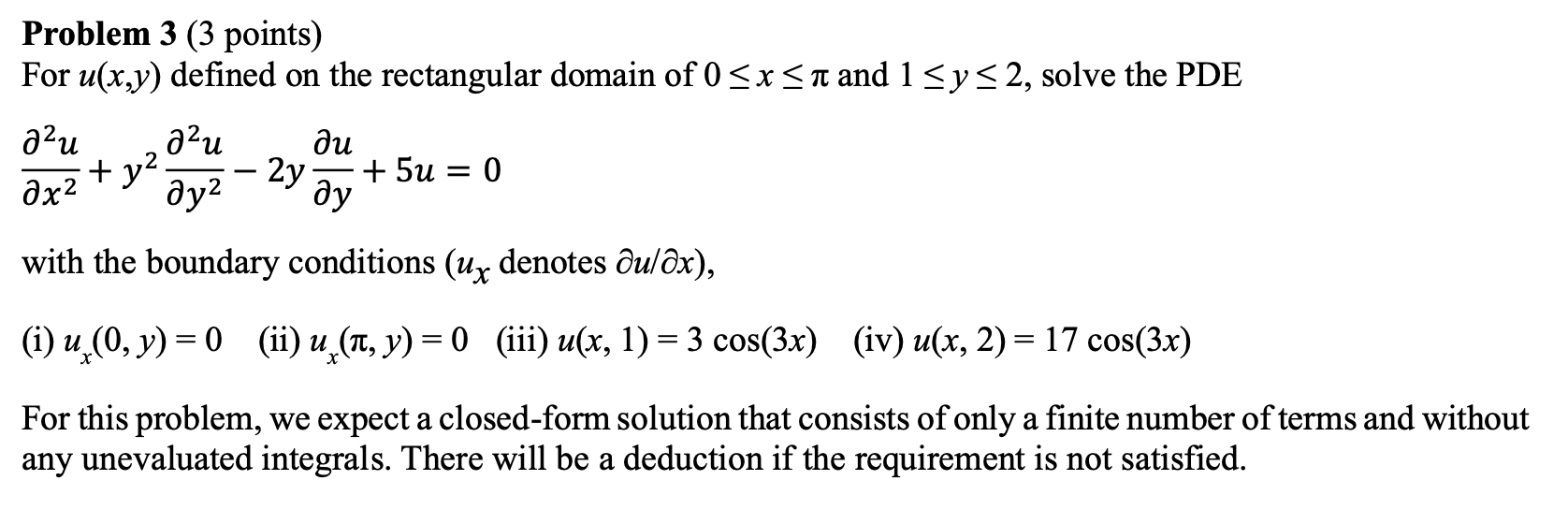 Problem 3 (3 points) For u(x,y) defined on the