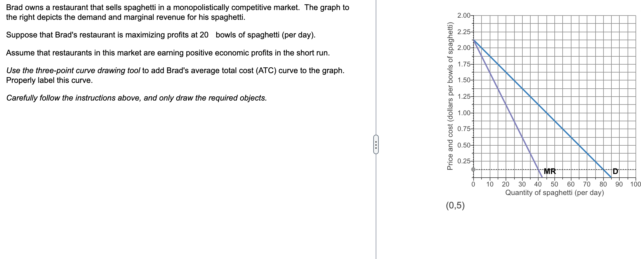 Brad owns a restaurant that sells spaghetti in a