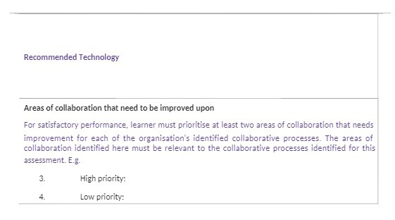 Recommended Technology Areas of collaboration