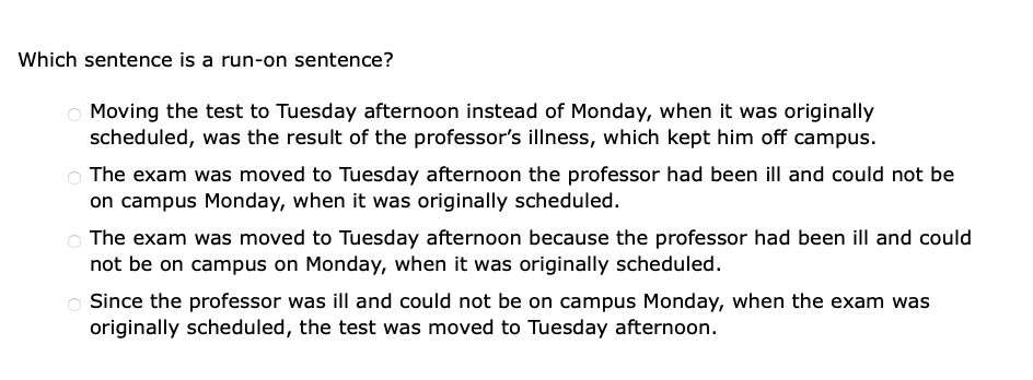 answer Which sentence is a run-on sentence?