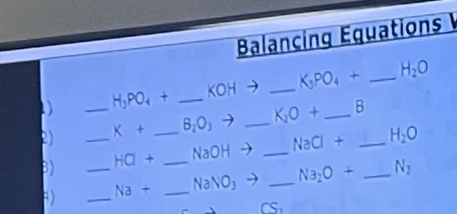 What the numbers to fill the blanks ? Balancing