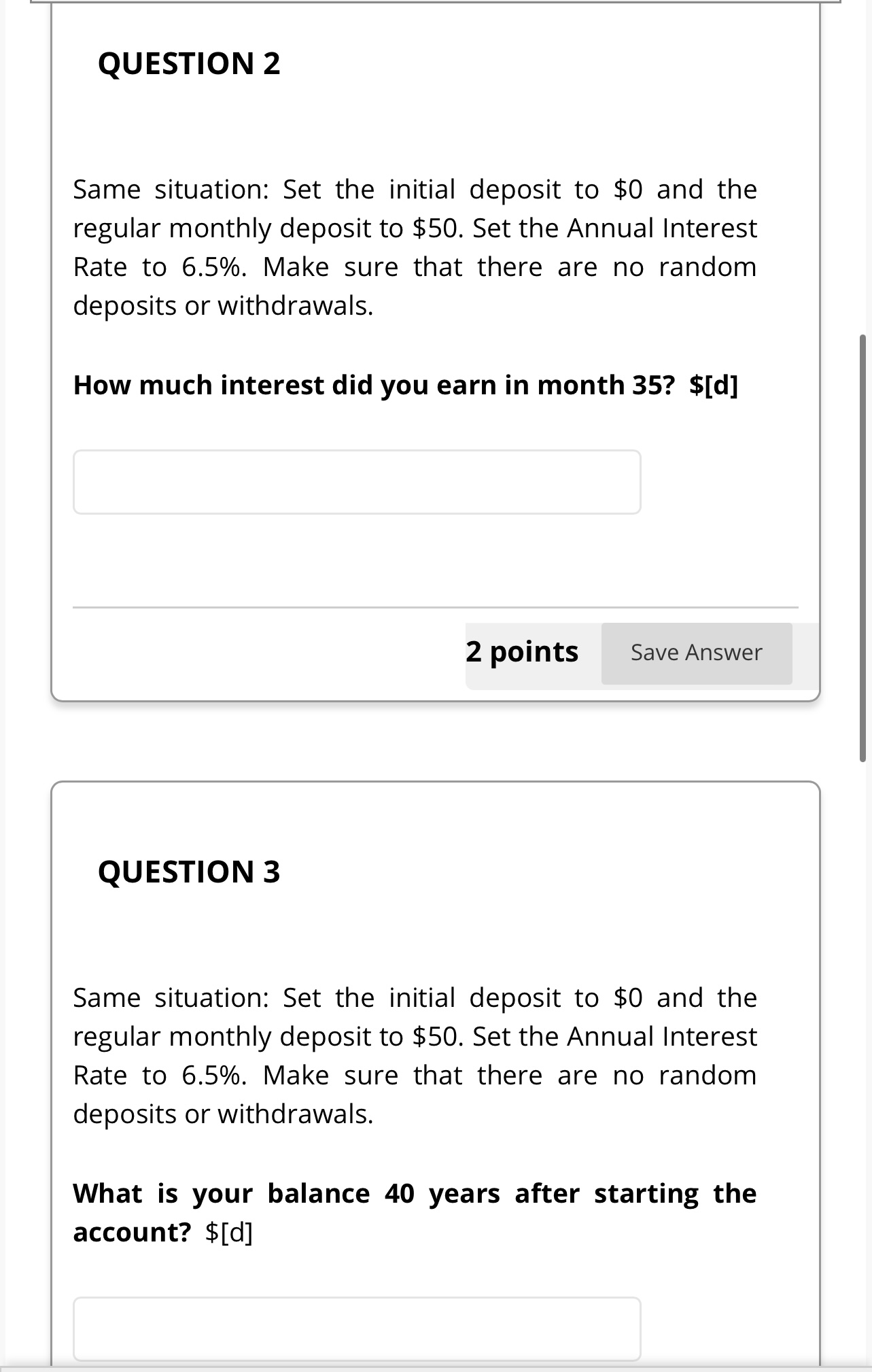 QUESTION 2 Same situation: Set the initial