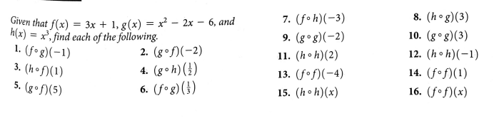 Given that f(x) = 3x + 1, g(x) = x - 2x - 6, and