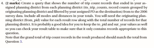 4. (2 marks) Create a query that shows the number