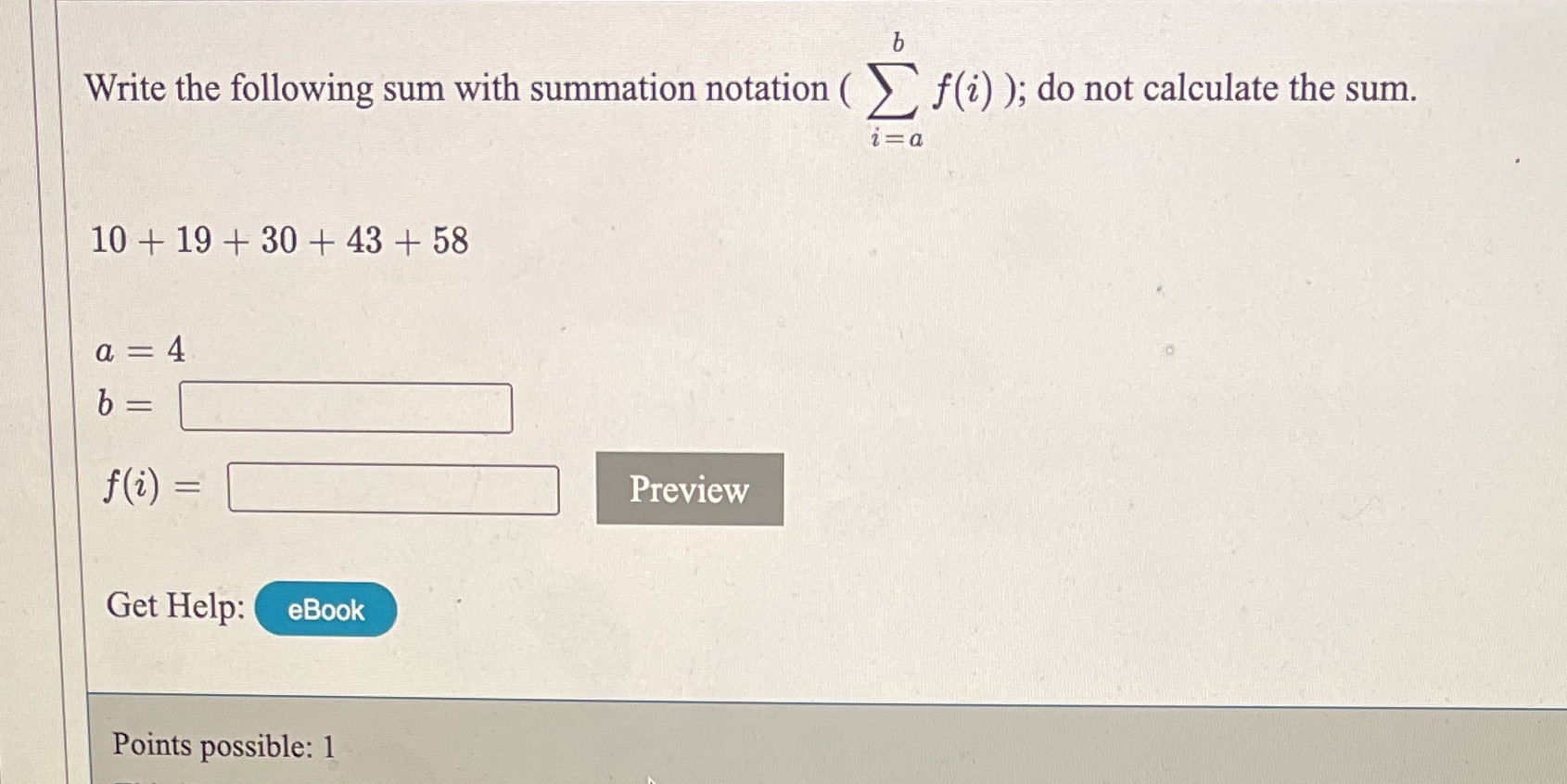 b Write the following sum with summation notation