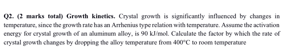 Q2. (2 marks total) Growth Kkinetics. Crystal