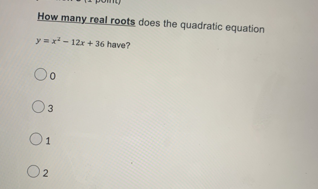 How many real roots does the quadratic equation y