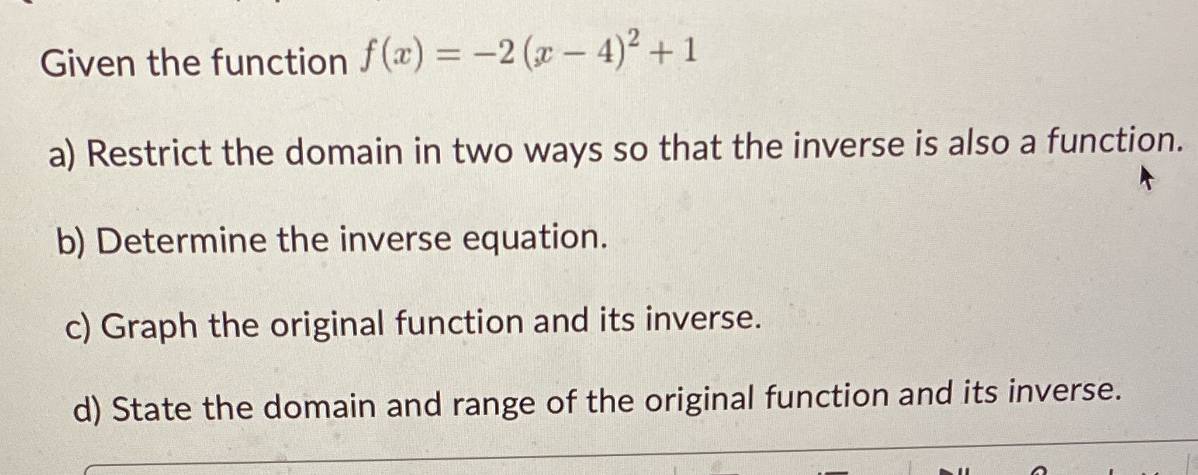 Pls complete B Given the function f(x) = -2(x -