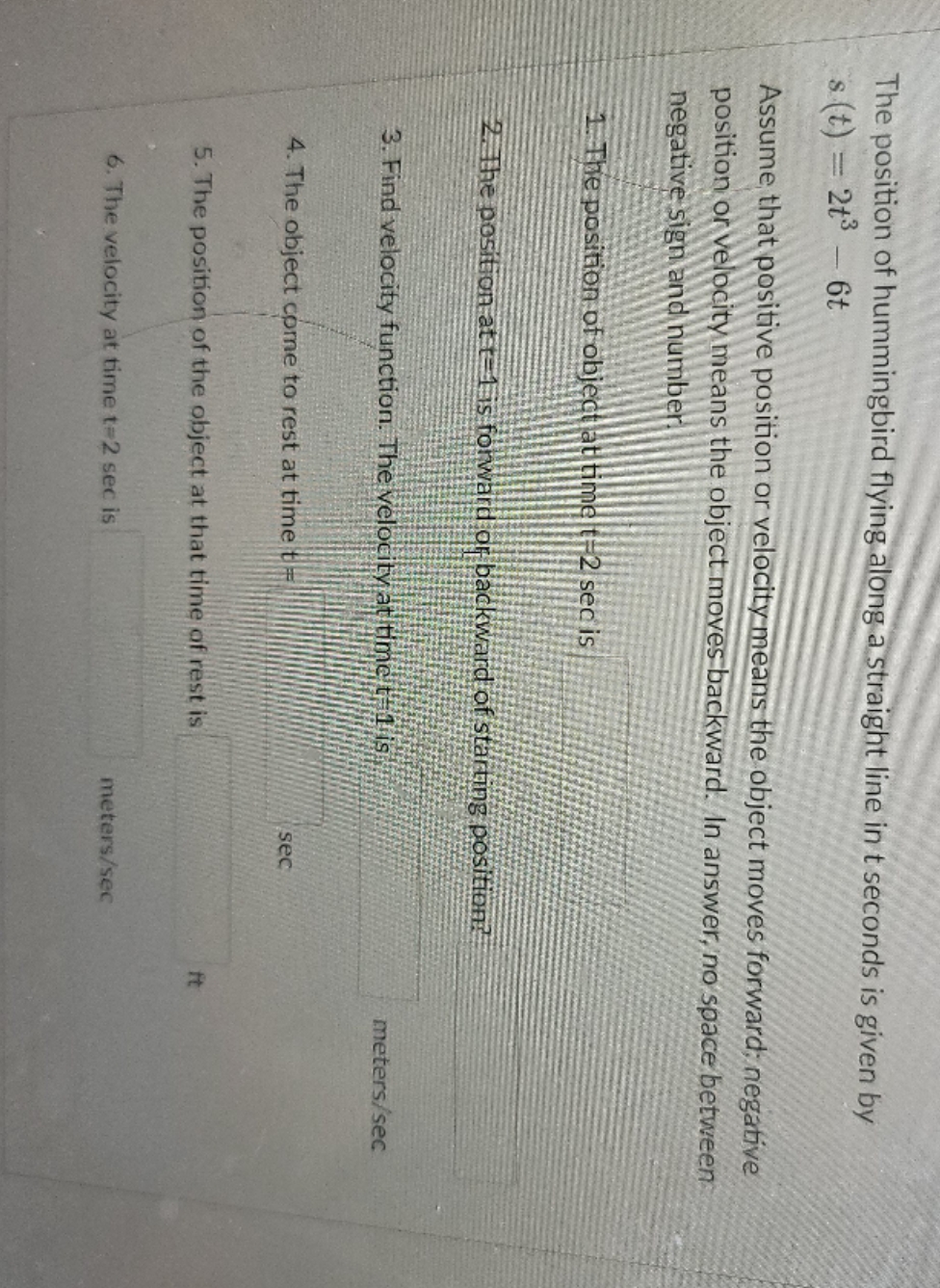 please help me The position of hummingbird flying