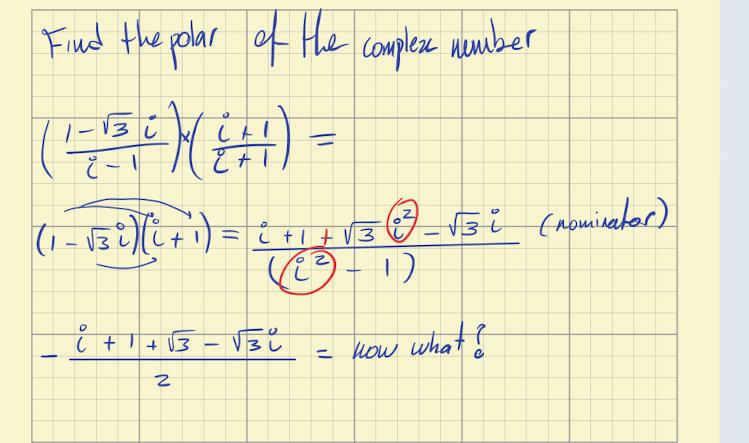 Find the polar of the complex nowber IN C +1 +13