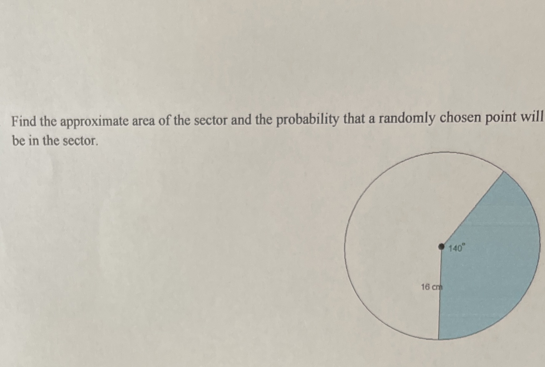 Find the approximate area of the sector and the