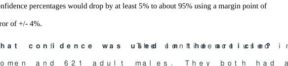 nfidence percentages would drop by at least 5% to