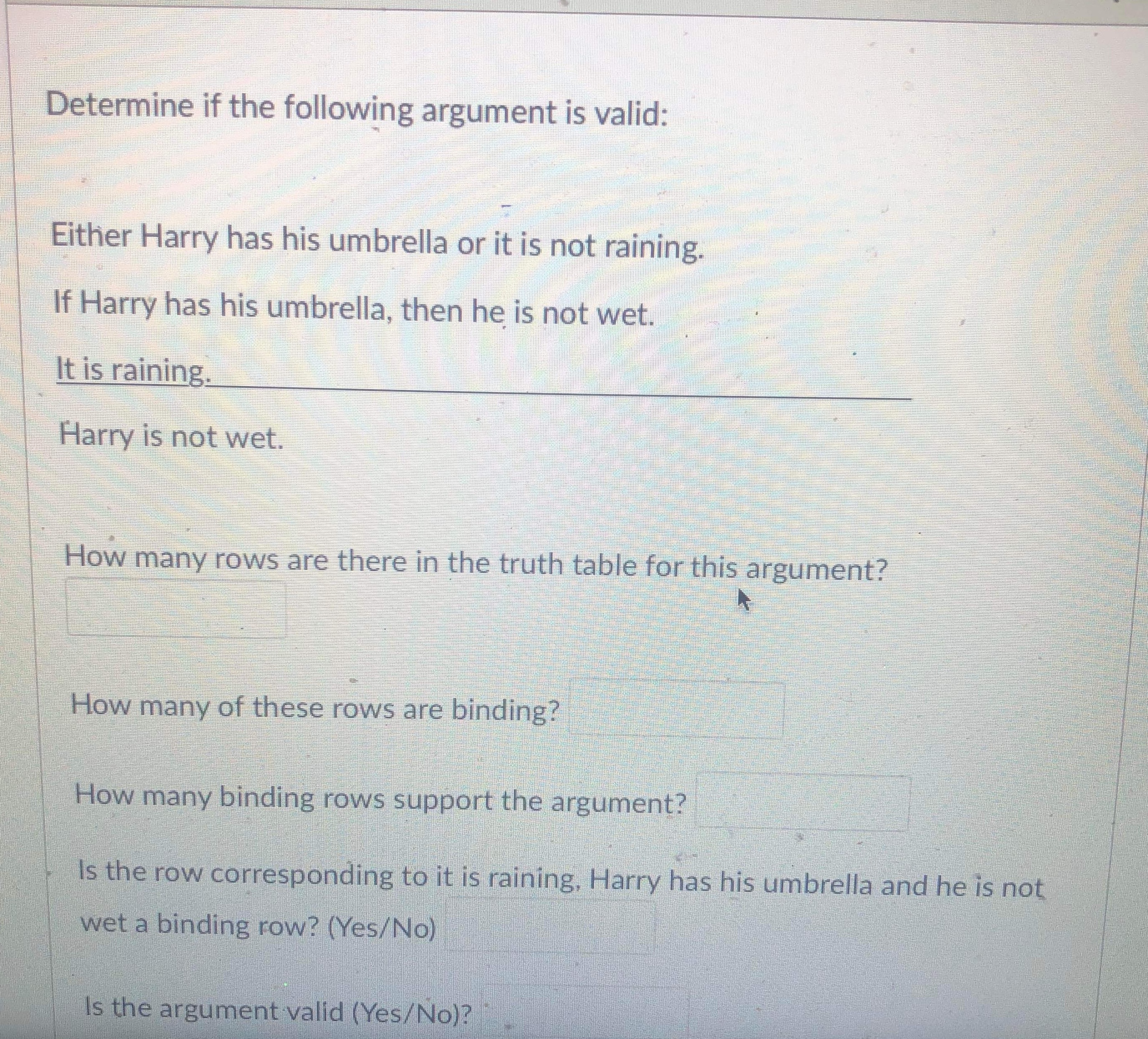 Determine if the following argument is valid: