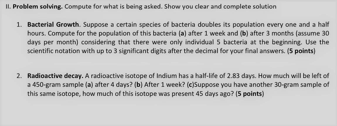 Il. Problem solving. Compute for what is being