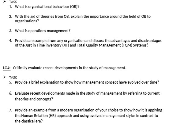 TASK 1. What is organisational behaviour (OB)? 2.