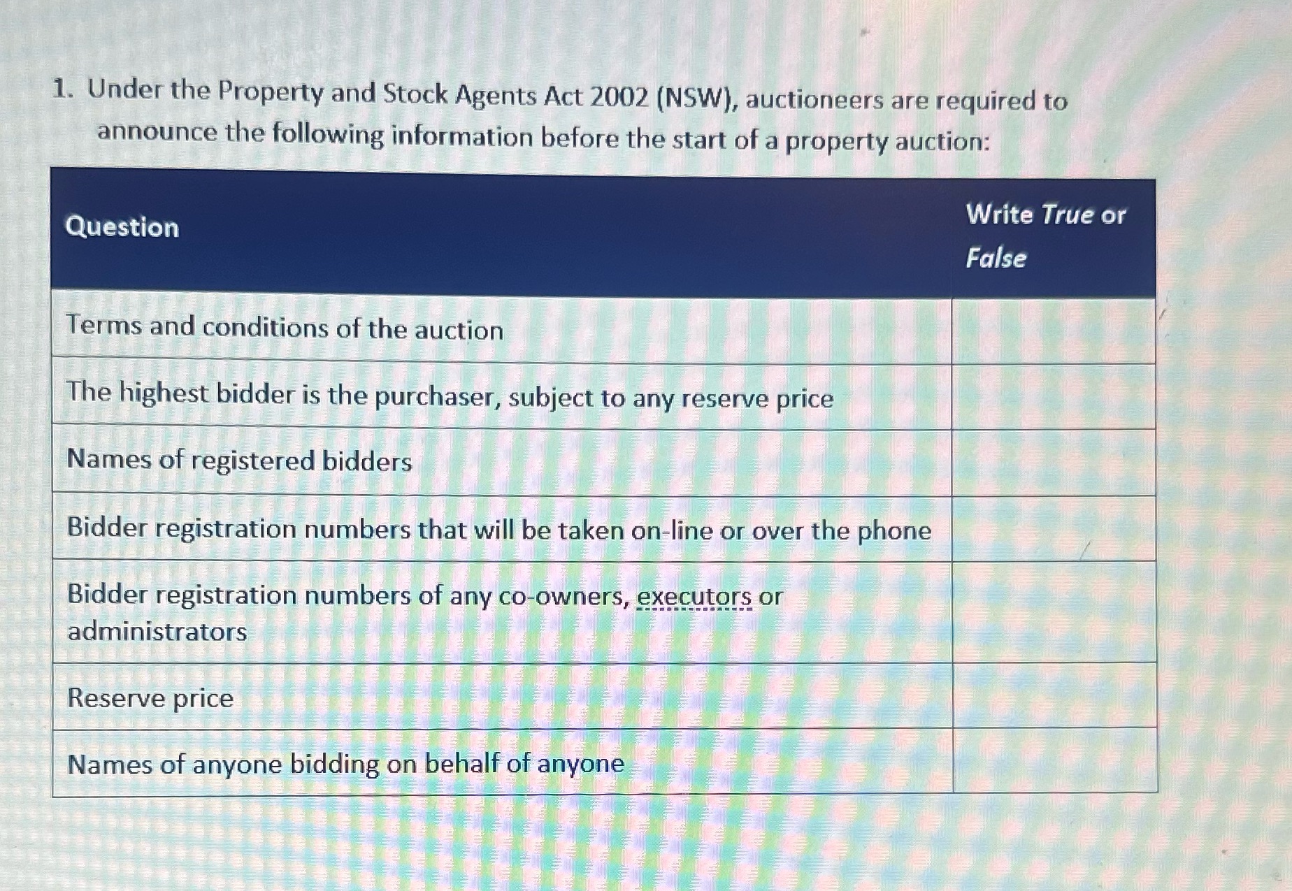 1. Under the Property and Stock Agents Act 2002