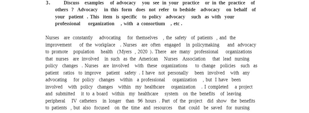 3. Discuss examples of advocacy you see in your