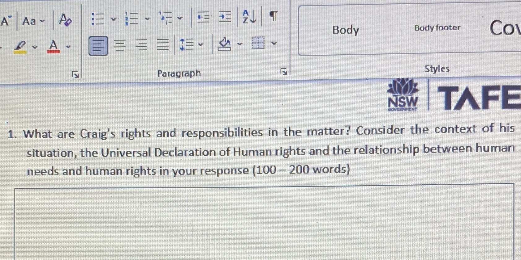 A" Aa ~ A Body Body footer Co Paragraph Styles