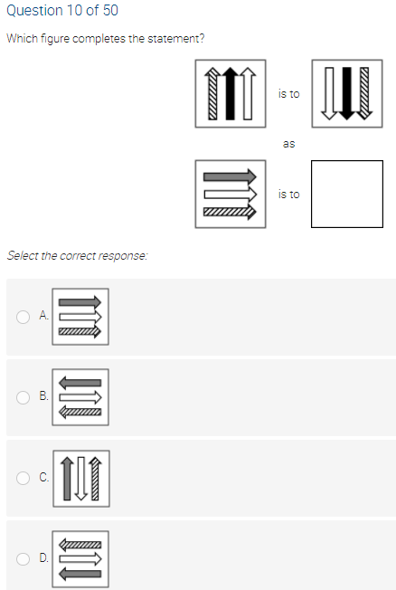 Question 10 of 50 Which figure completes the