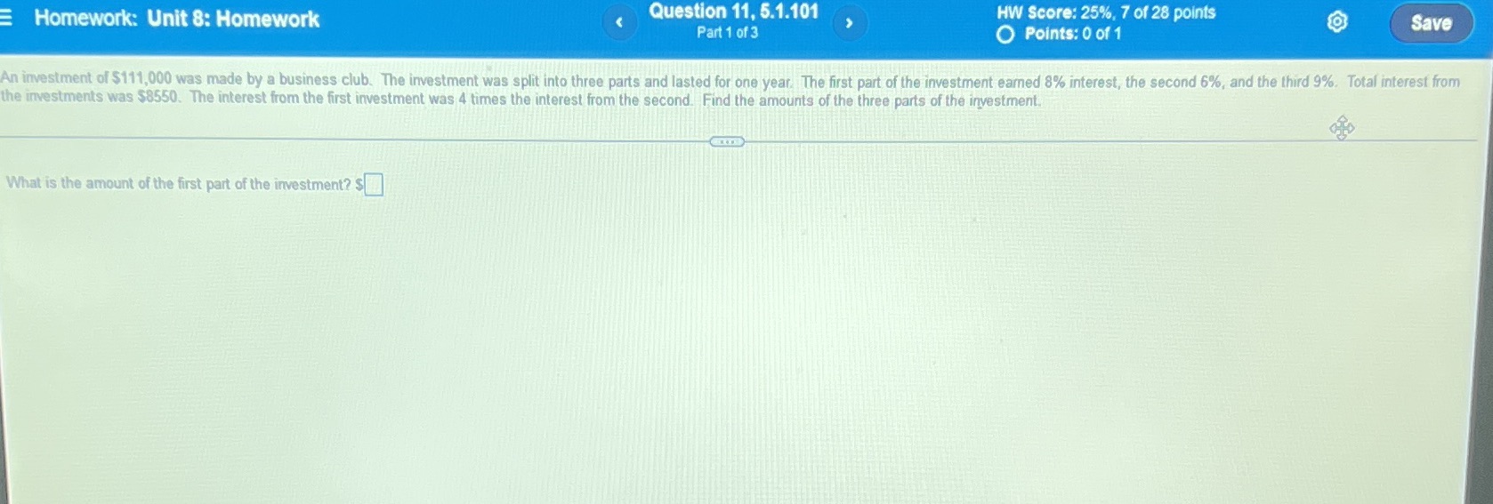 Homework: Unit 8: Homework Question 11, 5.1.101