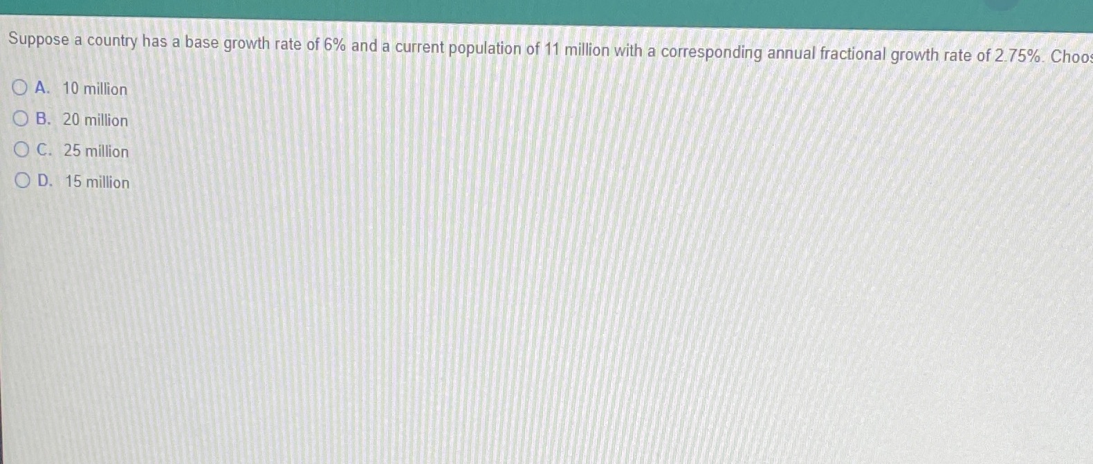 Suppose a country has a base growth rate of 6%