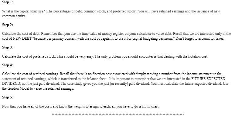 Step 1: What is the capital structure? (The