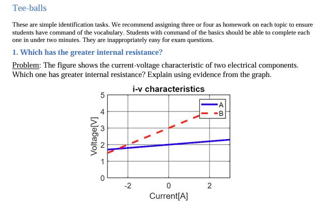 Tee-balls These are simple identification tasks.