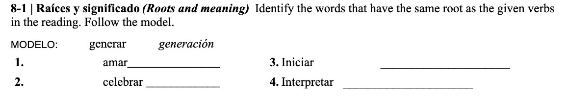 8-1 | Raices y significado (Roots and meaning)