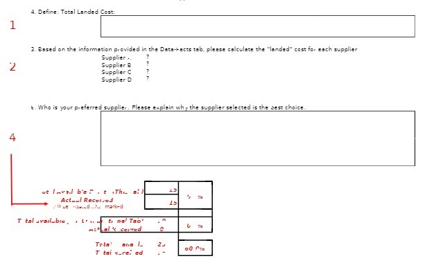 4. Define: Total Landed Cost: 3. Based on the