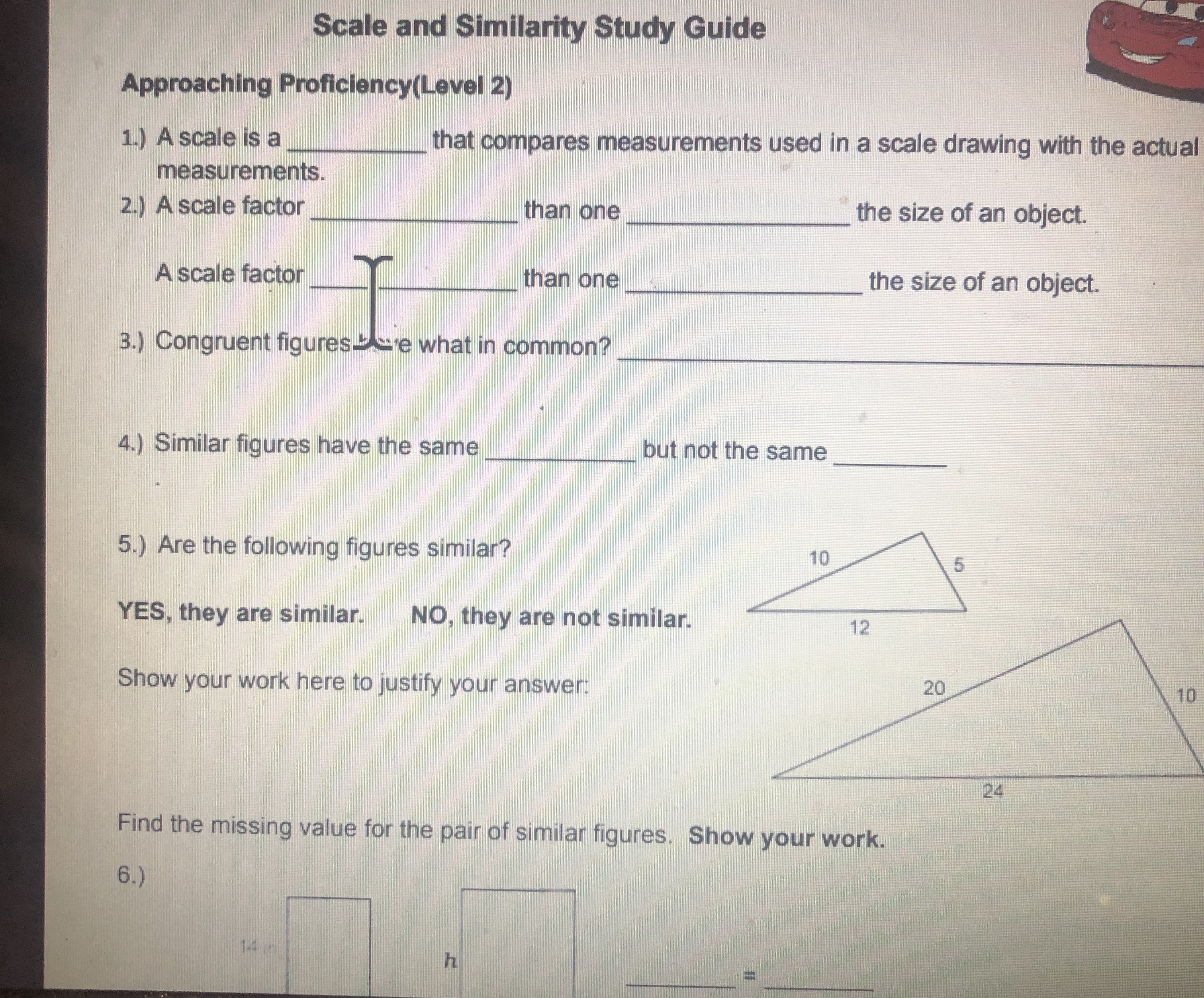 \fAbove Proficiency(Level 4) 1.) Draw a similar L