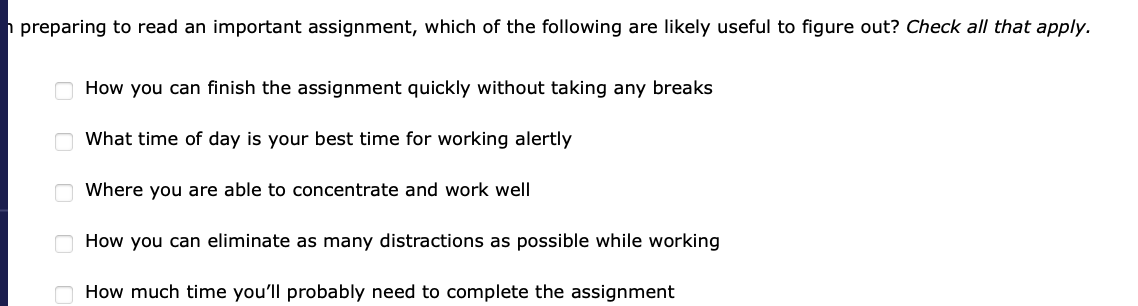 answer preparing to read an important assignment,