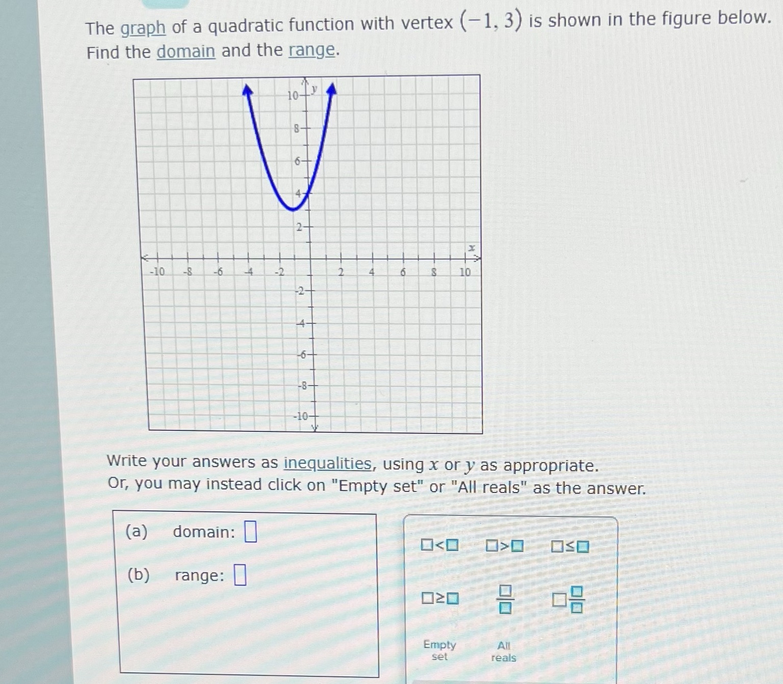 Ty 1 dr The graph of a quadratic function with